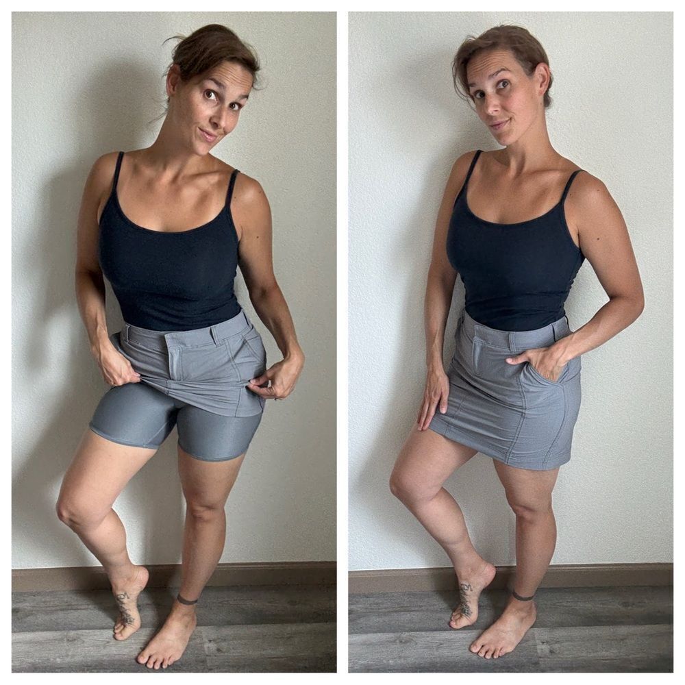 Athleta Skort Gray 6 Skirt Shorts Athleisure Athletic Stretchy Comfy